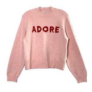 Old Navy So Soft Adore Holiday Verbia Sweater Womens Size M Light Pink Red White